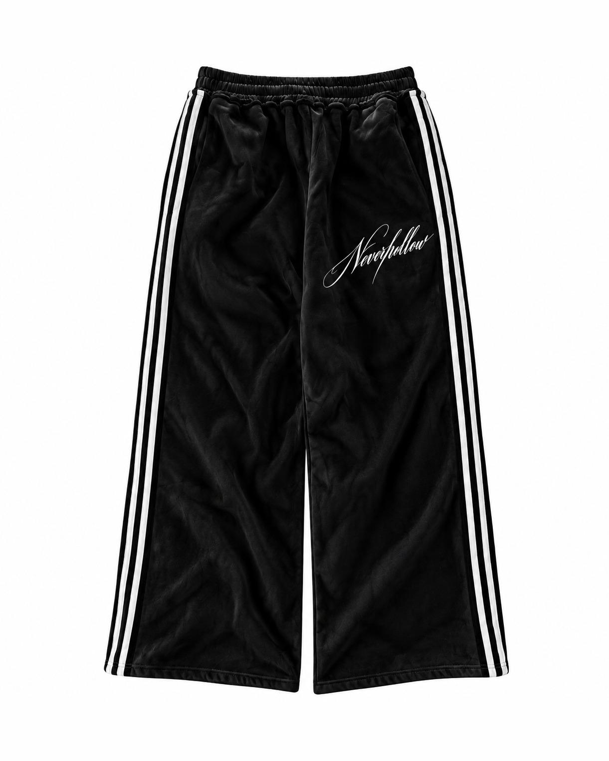 Drift Track Pants Obsidian laid flat, front